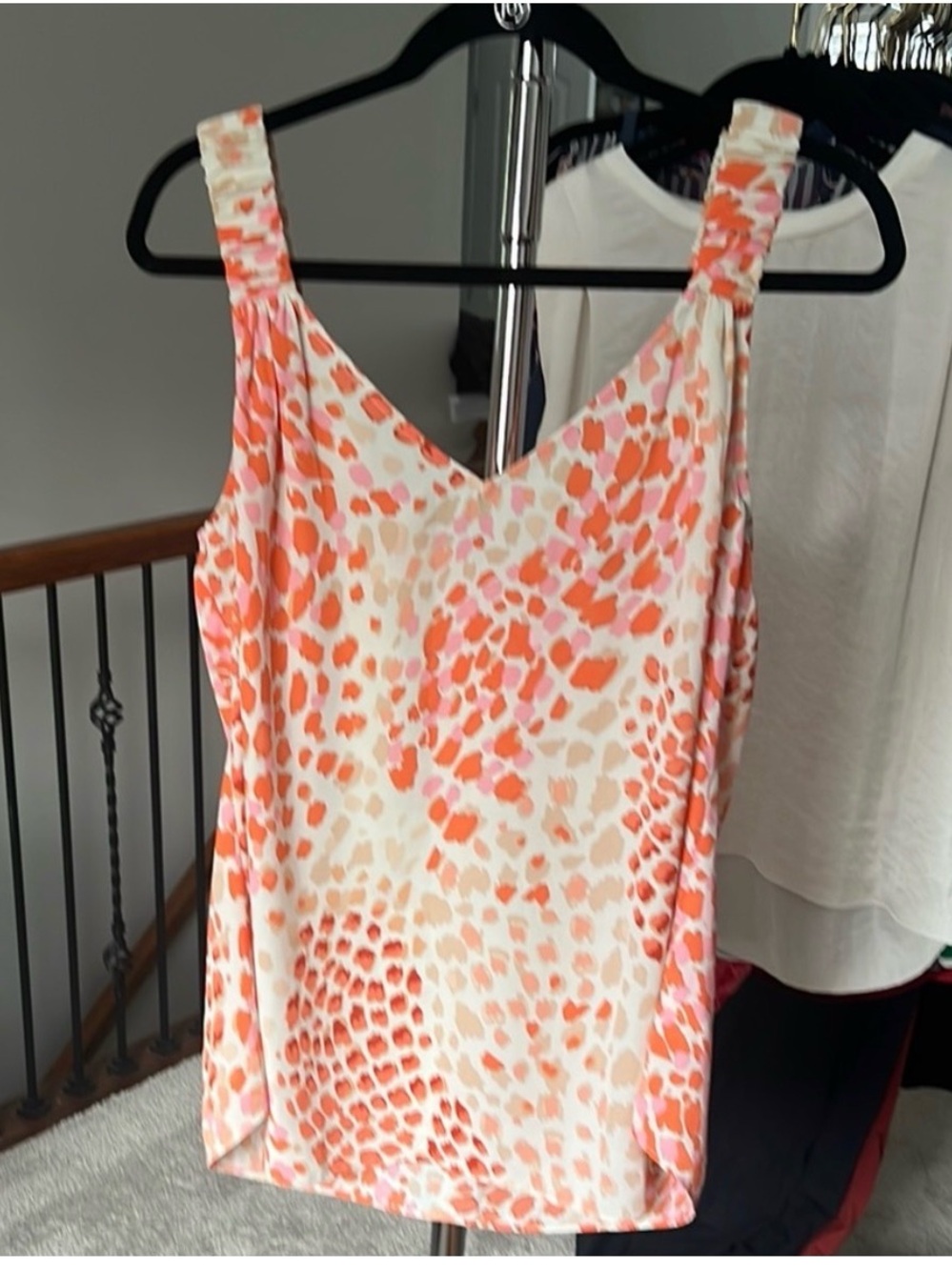 CAbi White Fitted Sleeveless Tank Top with V-Neck